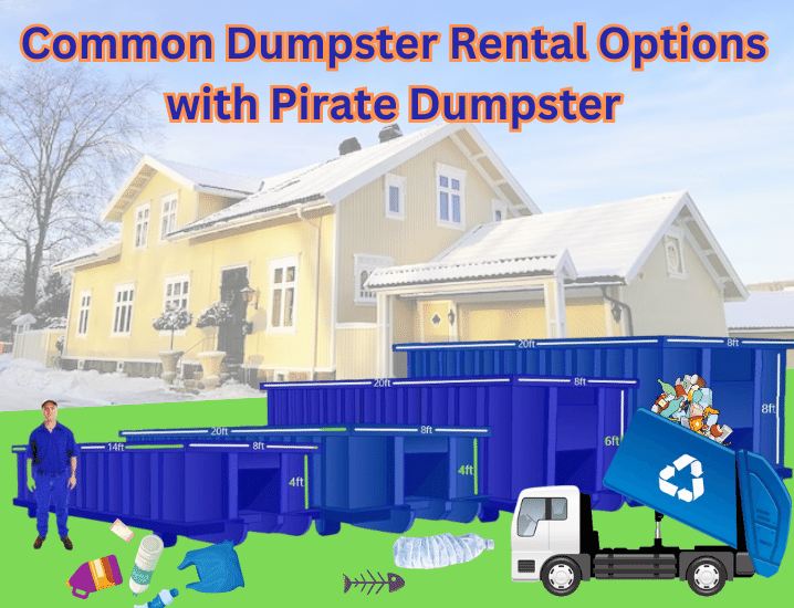 Different sizes of dumpsters 10 yards, 20 yards, 30 yards, 40 yards