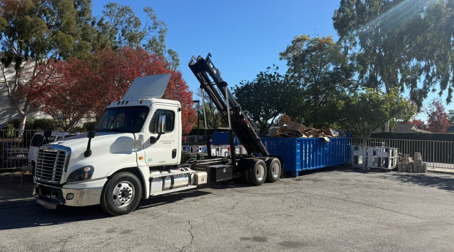 Dumpster rental near fire damage area